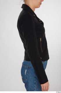 Kate Jones arm black leather jacket casual dressed sleeve upper…